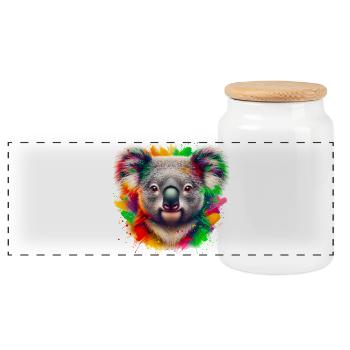 Koala - Panoramic Cookie Jar with Wooden Lid - white - Front