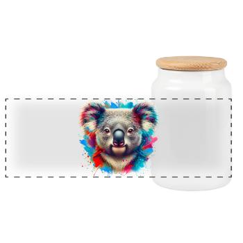 Koala - Panoramic Cookie Jar with Wooden Lid - white - Front