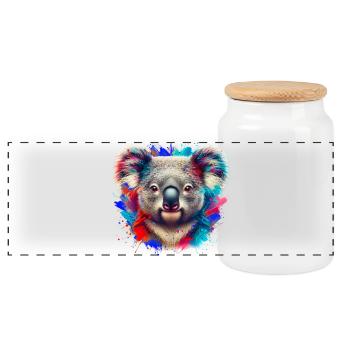 Koala - Panoramic Cookie Jar with Wooden Lid - white - Front