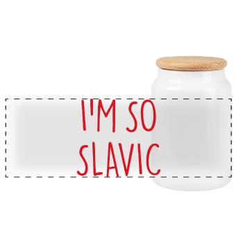 I'M SO SLAVIC Slawisch Slawe - Panorama Keksdose mit Holzdeckel - Weiß - Vorne