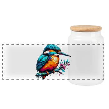 Martin-pêcheur - Boîte à biscuits avec couvercle en bois - blanc - Devant