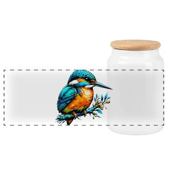 Martin-pêcheur - Boîte à biscuits avec couvercle en bois - blanc - Devant