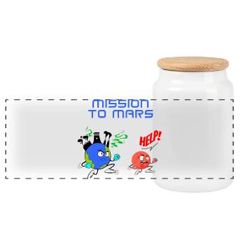 Mission zum Mars - Panorama Keksdose mit Holzdeckel - Weiß - Vorne