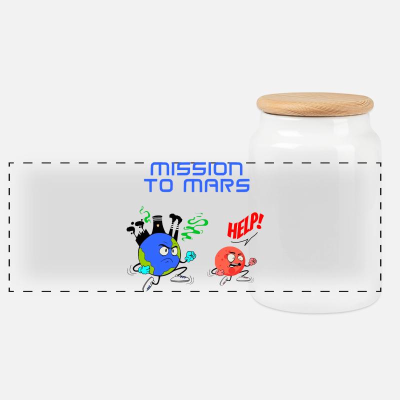 Mission zum Mars - Panorama Keksdose mit Holzdeckel - Weiß