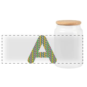 Buntes Herz-A Design – Einzigartig & Stylisch! - Panorama Keksdose mit Holzdeckel - Weiß - Vorne