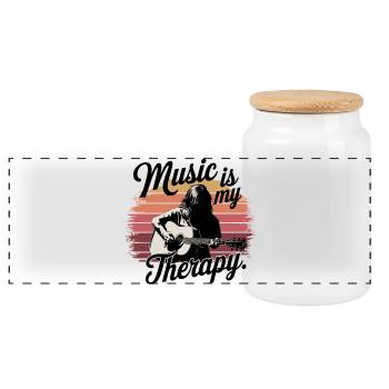 Music is My Therapy Notenschlüssel Musikfans und - Panorama Keksdose mit Holzdeckel - Weiß - Vorne