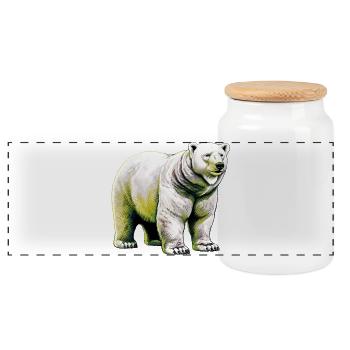 White polar bear - Panoramic Cookie Jar with Wooden Lid - white - Front