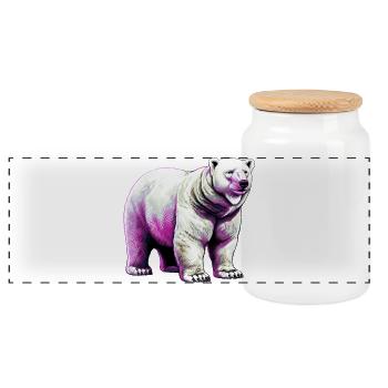 White polar bear - Panoramic Cookie Jar with Wooden Lid - white - Front