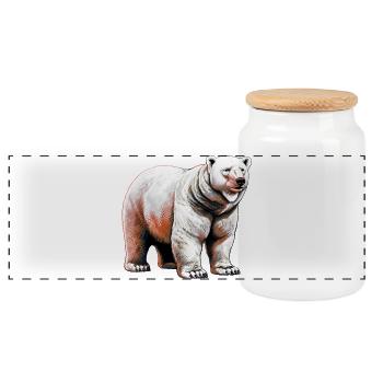 Weißer Eisbär - Panorama Keksdose mit Holzdeckel - Weiß - Vorne