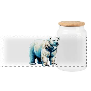 Weißer Eisbär - Panorama Keksdose mit Holzdeckel - Weiß - Vorne