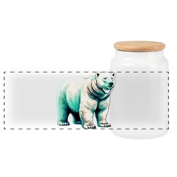 Weißer Eisbär - Panorama Keksdose mit Holzdeckel - Weiß - Vorne