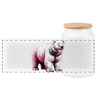 Weißer Eisbär - Panorama Keksdose mit Holzdeckel - Weiß - Vorne