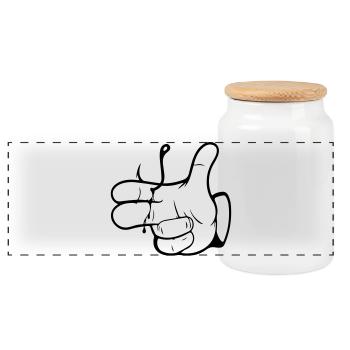 Peow Peow - Anglerhand - Nokidding-Fishing - Boîte à biscuits avec couvercle en bois - blanc - Devant