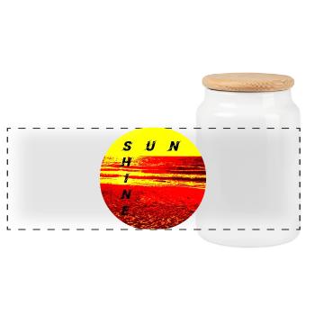 SunShine Fire Sunset Summer Sun Fire - Panoramic Cookie Jar with Wooden Lid - white - Front
