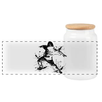 Breakdancer Graffiti - Panoramic Cookie Jar with Wooden Lid - white - Front