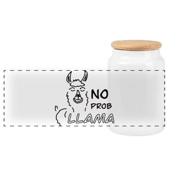 No Prob LLAMA - Boîte à biscuits avec couvercle en bois - blanc - Devant