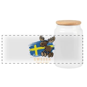 Sweden Tour 2025 - Panoramic Cookie Jar with Wooden Lid - white - Front