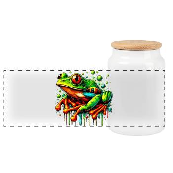 Grenouille - Boîte à biscuits avec couvercle en bois - blanc - Devant