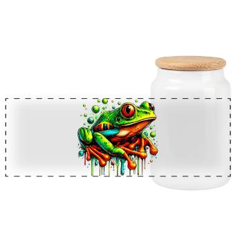 Grenouille - Boîte à biscuits avec couvercle en bois - blanc - Devant