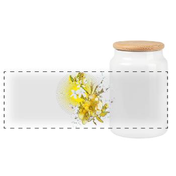 Fleurs printanières jaunes au printemps comme motif - Boîte à biscuits avec couvercle en bois - blanc - Devant