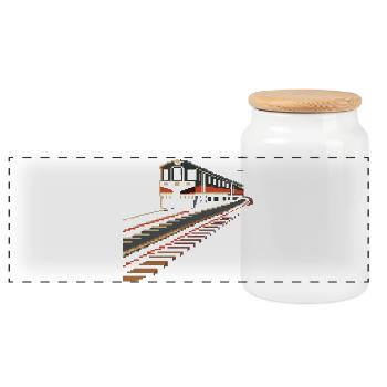 Eisenbahn Pixel - Panorama Keksdose mit Holzdeckel - Weiß - Vorne