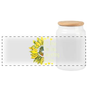 Sunflower Affirmation Graphic T-Shirt - Panoramic Cookie Jar with Wooden Lid - white - Front