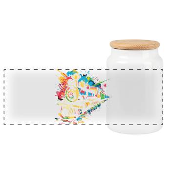 Locomotive Graffiti - Boîte à biscuits avec couvercle en bois - blanc - Devant