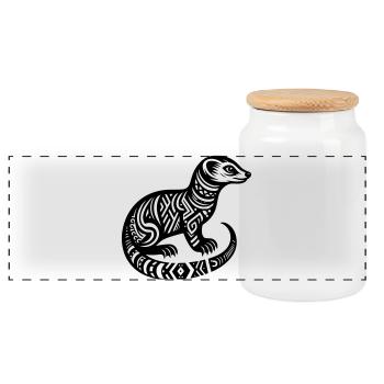 Mangouste tribale - Boîte à biscuits avec couvercle en bois - blanc - Devant