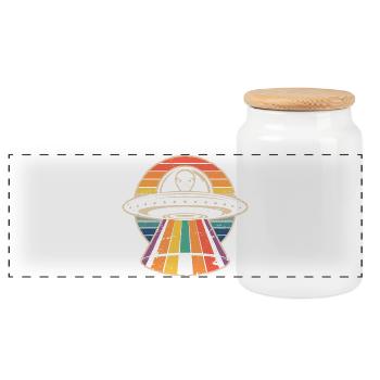 UFO Lover - Panoramic Cookie Jar with Wooden Lid - white - Front