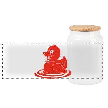 Canard démoniaque rouge - Boîte à biscuits avec couvercle en bois - blanc - Devant