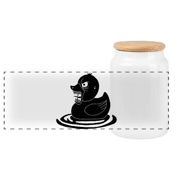 Canard démoniaque noir - Boîte à biscuits avec couvercle en bois - blanc - Devant