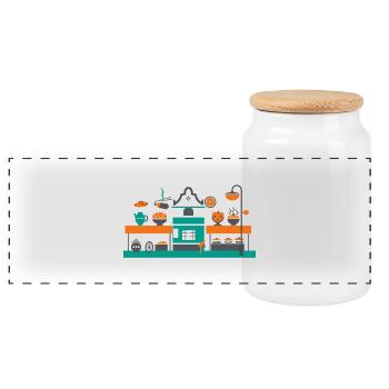 Street Food Festival - Panoramic Cookie Jar with Wooden Lid - white - Front