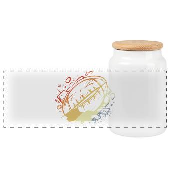Ballon de rugby look vintage - Boîte à biscuits avec couvercle en bois - blanc - Devant