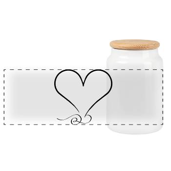 Coeur orné – minimaliste et unique - Boîte à biscuits avec couvercle en bois - blanc - Devant