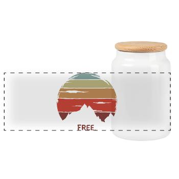 Retro Berge mit Sonnenuntergang - Wanderfreunde - Panorama Keksdose mit Holzdeckel - Weiß - Vorne