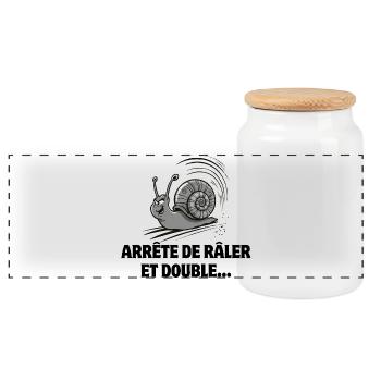 driver's license, snail, speed - Panoramic Cookie Jar with Wooden Lid - white - Front