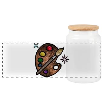 Cosmic Art - Panoramic Cookie Jar with Wooden Lid - white - Front