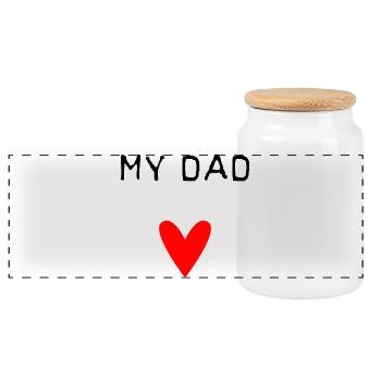 DAD. FATHER'S DAY. HAPPY FATHER'S DAY. HAPPY BIRTHDAY. - Panoramic Cookie Jar with Wooden Lid - white - Front