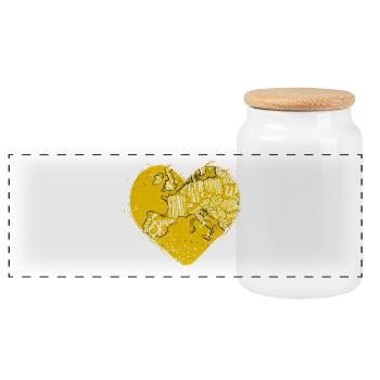 Aimer l’Europe : carte jaune de l’Europe dans un cœur - Boîte à biscuits avec couvercle en bois - blanc - Devant