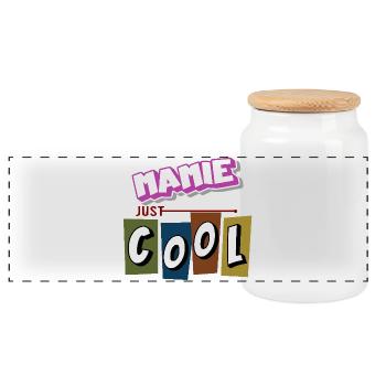 Mamie just cool - Boîte à biscuits avec couvercle en bois - blanc - Devant