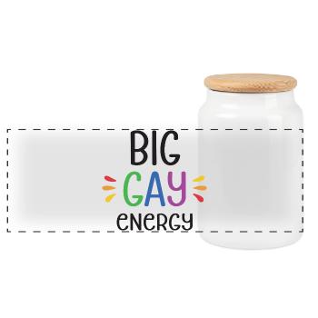 Mois de la fierté LGBTQ - Big Gay Energy - Boîte à biscuits avec couvercle en bois - blanc - Devant
