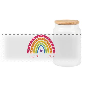 LGBT Pride Month - Love is Love - Panoramic Cookie Jar with Wooden Lid - white - Front