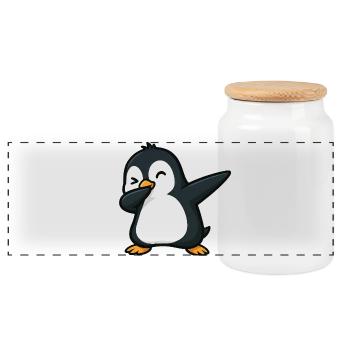 Süßer Pinguin Dabbing Cool Cartoon Zwinker - Panorama Keksdose mit Holzdeckel - Weiß - Vorne