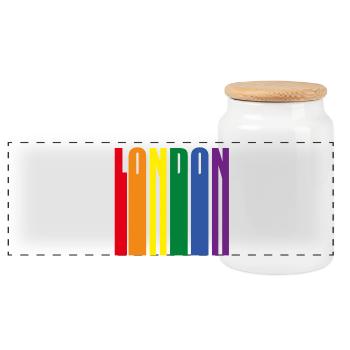 London Regenbogen Pride LQBT - Panorama Keksdose mit Holzdeckel - Weiß - Vorne