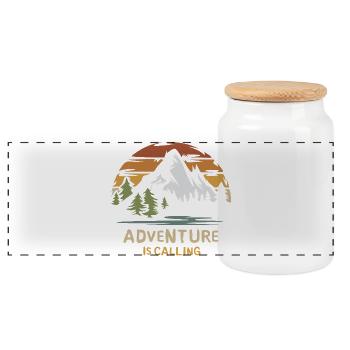 L’aventure vous appelle - silhouette de montagne vintage - Boîte à biscuits avec couvercle en bois - blanc - Devant