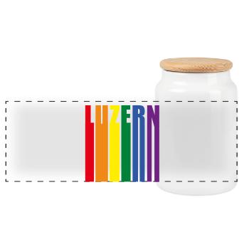 Luzern Schweiz Regenbogen Pride Geschenk - Panorama Keksdose mit Holzdeckel - Weiß - Vorne