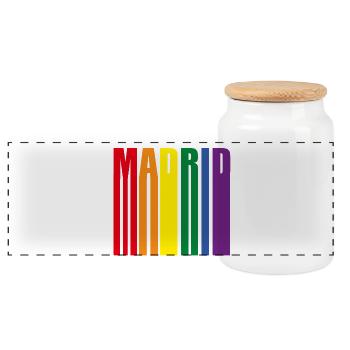 Madrid Espagne Rainbow Pride Gift - Boîte à biscuits avec couvercle en bois - blanc - Devant