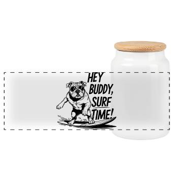 Surfing, Surfing - Panoramic Cookie Jar with Wooden Lid - white - Front