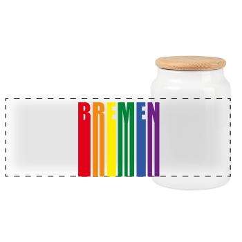 Bremen Regenbogen Pride Geschenk - Panorama Keksdose mit Holzdeckel - Weiß - Vorne