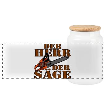 Le Seigneur de la Scie , Tronçonneuse , Tronçonneuse ....... - Boîte à biscuits avec couvercle en bois - blanc - Devant